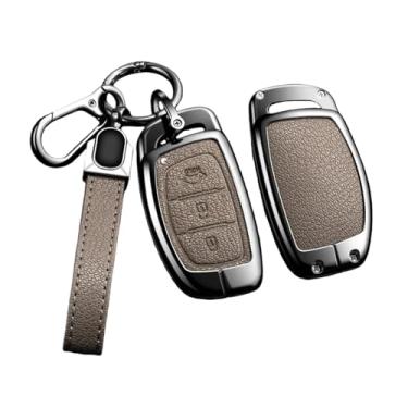 Imagem de Capa de chave de carro de liga automática compatível com Hyundai Ix25 Ix35 Ix45 Tucson Sonata Rena Creta Verna Solaris Mistra Elantra Acessórios(B 1-2 Brown)