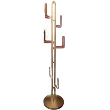 Imagem de A1DFDFGOQSFG Cabide de chão cabide de chão cabide simples para sala de estar canto cabide de roupas de cacto cabide de chão para quarto casaco árvore (preto) (ouro A)