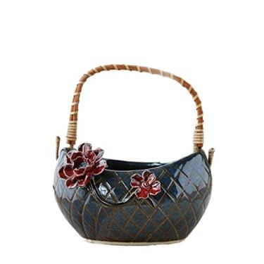 Imagem de Vasos de flores cesta de flores portátil vaso de flores carne verde vaso de flores suprimentos de decoração de jardim (cor: G) (E)