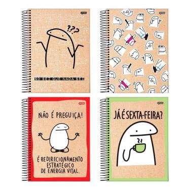 Imagem de Caderno Espiral Jandaia Universitário Capa Dura Flork 1 Matéria 80 Folhas Embalagem com 4 Unidades