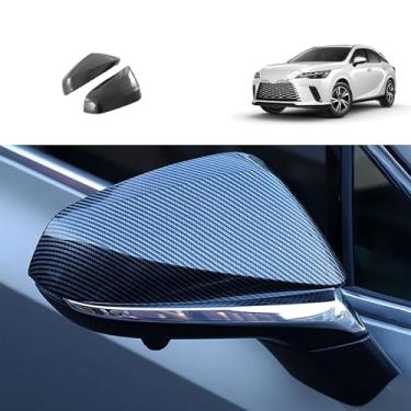 Imagem de TUBAIZAI Acessórios exteriores de carro compatíveis com Lexus New RX RX350 RX350h RX500h 2023 2024 porta retrovisor lateral tampa guarnições ABS 2 peças (estilo fibra de carbono)
