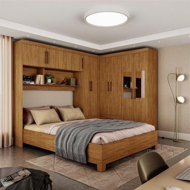 Imagem de Guarda Roupa Casal Modulado 5p Portas com Cama Hercules 4 Portas 4 Gavetas Cinamomo