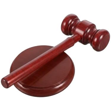 Imagem de Conjunto de martelo e martelo, martelo de madeira e bloco para reuniões, martelo de juiz, advogados, leilões e simulações de tribunal, acessórios de mesa presentes de tribunal de estudante