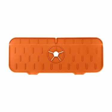 Imagem de Protetor de Borrifo da Pia Cozinha Silicone Prato para Capturar Gotejos Manivela do Faucet Tapete Absorvente Protetores Banheiro Casa Campo Acessórios RV com Design Drenagem Manter as Bancadas Secas e