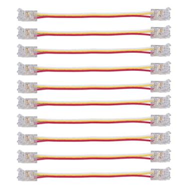 Imagem de Conectores de fita de luz LED, conectores de tira LED COB PC de 3 pinos de 8 mm, fácil conexão rápida para festa de escritório em casa, adequado para fita de luz LED/COB