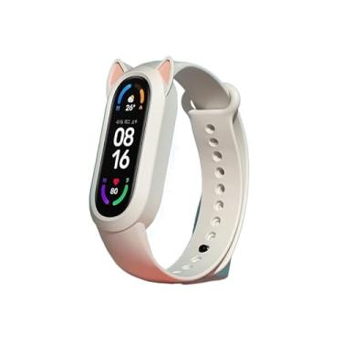 Imagem de KAPPDE Capa de silicone para fones de ouvido de gato para Xiaomi Series MiBand 8 7 6 5 4 3 pulseira de material TPU macio e respirável para pulseira Miband, For Miband 8, Ágata