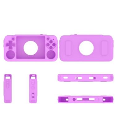Imagem de Capa protetora de silicone para ANBERNIC RG35XX H, estojo de transporte com cordão, absorção de choque, design antiderrapante e antiarranhões (roxo)