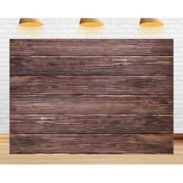 Imagem de Pano de fundo de madeira marrom de 2,8 x 1,8 m para fotógrafos retrô ocidentais de madeira fina pano de fundo de parede sem costura para decoração de festa, estúdio fotográfico, adereços de fundo