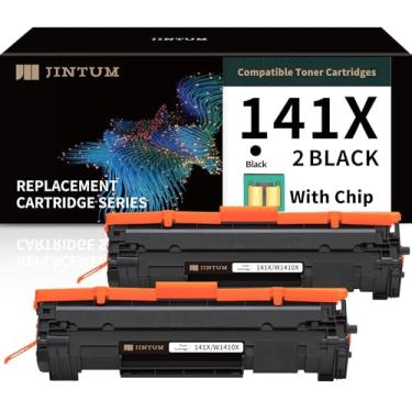 Imagem de JINTUM Cartucho de toner de substituição compatível para HP 141X cartucho de toner preto para HP W1410X funciona com impressoras HP M110w, MFP M140w, MFP M139w (pacote com 2, com chip)