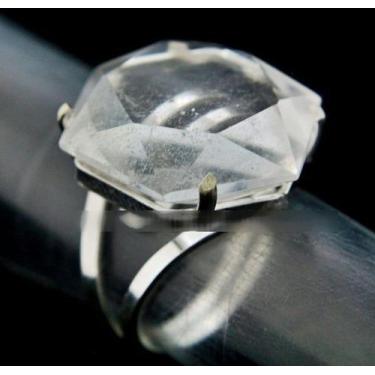 Imagem de Anel Cristal Estrela de Davi ou Selo Salomão Prata Ajustavel - Cristai