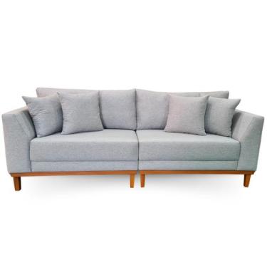 Imagem de Sofá  Pierri Bipartido Tecido Linho Pé Base Madeira  230cm - 4R Estofa