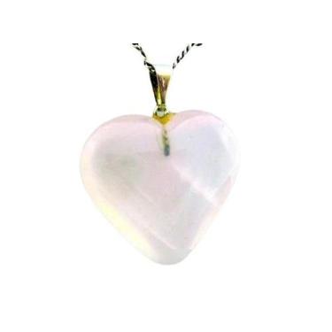 Imagem de Colar Coração Extra Quartzo Rosa Sabonete Pedra Opalado - CristaisdeCu