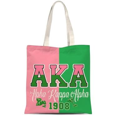 Imagem de ATHAND Presentes de irmandade Aka para mulheres, sacolas fofas para mulheres, sacolas de compras, bolsa de praia, mini sacola, sacola de compras reutilizável, Aka Sorority Gifts, One Size