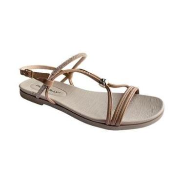 Imagem de Sandália Rasteira Fem Piccadilly Napa Brilho Nude 418094-3-Feminino