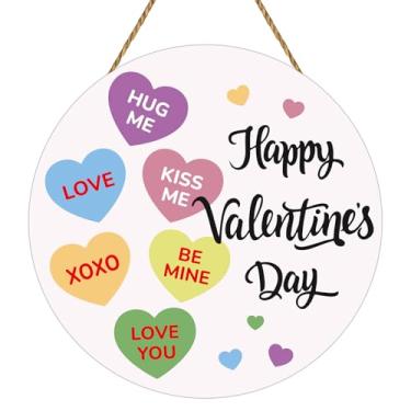 Imagem de YUNKKIN Decoração de porta de dia dos namorados decoração de parede decoração de parede feliz dia dos namorados guirlanda de madeira para cabide de porta da frente para varanda parede interior