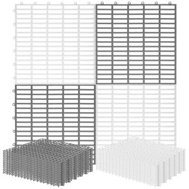 Imagem de Breling 30 peças de azulejos de drenagem interligados 30,5 cm x 30,5 cm antiderrapante tapete de chuveiro azulejo de garagem com orifícios de drenagem telhas de deck ventilado para banheiro, garagem