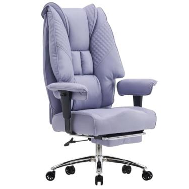Imagem de EXCEBET Cadeira de escritório grande e alta, assento largo de 181 kg, cadeira executiva de couro com encosto alto com apoio para os pés, cadeiras ergonômicas, suporte lombar para alívio da dor lombar
