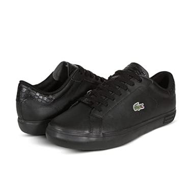 Imagem de Lacoste Tênis masculino Powercourt 2.0 com salto de couro, Preto/preto, 38