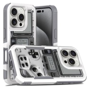Imagem de Candykisscase Capa para iPhone 16 Pro, padrão gamer, absorção de choque, PC rígido e silicone interno, capa protetora de camada dupla híbrida para iPhone 16 Pro (console de videogame)