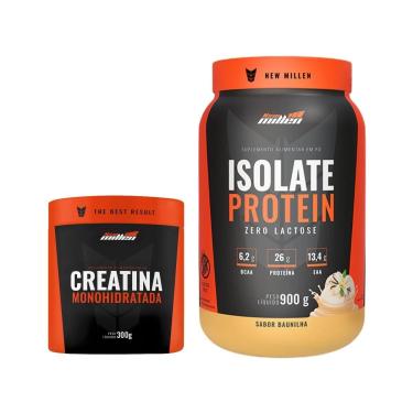 Imagem de Whey Isolado New Millen Zero Lactose Pote 900 e Creatina-Unissex