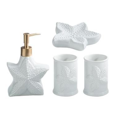 Imagem de Beautiful Light Luxury Soap Dispenser Wash Set 4 peças suporte para escova de dentes de banheiro copos de enxaguante bucal decoração de banheiro