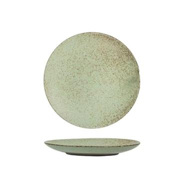 Imagem de Tigela de frutas retrô de cor sólida de cerâmica para uso doméstico fresco e forno de mesa fica verde 21,8 cm.