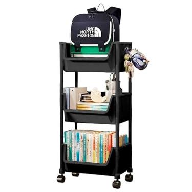 Imagem de Carrinho Organizador Multiuso Com Rodinhas Manicure Banheiro Lavanderia 3 Prateleiras(Preto S/Alça)