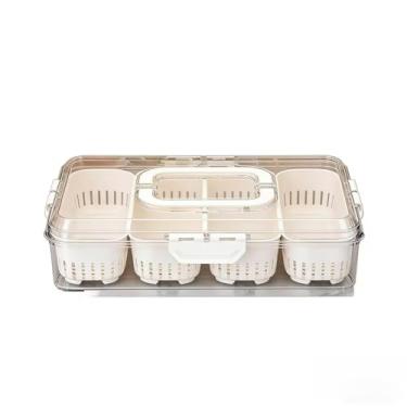 Imagem de Organizador de Geladeira Multiuso com Tampa Hermética – Ideal para Alimentos, Verduras, Frutas e Ovos – Pote Escorredor Transparente, Fácil de Limpar(4 divisorias)