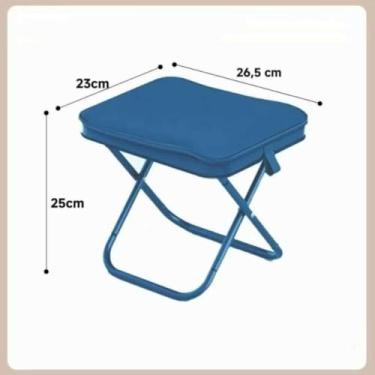 Imagem de Banqueta Dobrável de Alumínio para Camping, Banquinho Portátil Leve com Bolsa com Zíper, Banco Resistente para Pesca, Praia e Viagem(azul)