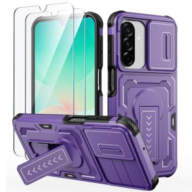Imagem de Lanhiem Capa para Samsung Galaxy A17 5G / A26 5G / A16 5G 4G com 2 protetores de tela HD, capa deslizante para câmera, capa à prova de choque de nível militar com suporte e proteção de camada dupla