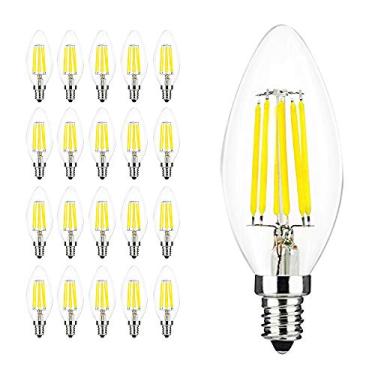 Imagem de Lâmpada LED E14 com Rosca Edison Pequena C35 6W Equivalente a 60W, Branco Frio 6000-6500K 560lúmens, Lâmpadas de Filamento LED E14 para Lustre, Não Dimerizável, Pacote com 20