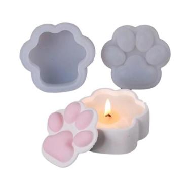 Imagem de Molde De Silicone Pata De Gato Com Tampa Para Artesanato DIY: Velas, G