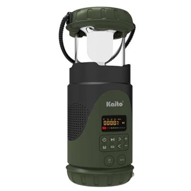 Imagem de Kaito Lanterna e lanterna de acampamento de emergência KL101, manivela e energia solar, bateria recarregável de 5000 mAh, rádio AM/FM/clima, impermeável, alarme SOS, carregamento USB