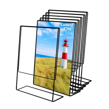 Imagem de Ludery Molduras de 10 x 15 cm, molduras transparentes sem moldura, pacote com 6 molduras de acrílico para números de mesa de casamento, placas de restaurante, fotos e exibição de arte - cor preta