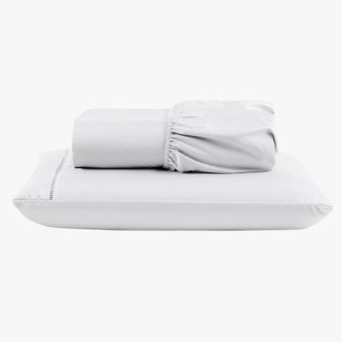 Imagem de Jogo de Lençol Peletizado 400 Fios Solteiro 2 Peças Casa - Hotel - Pousada Barato - Branco