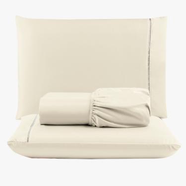 Imagem de Jogo de Lençol Peletizado 400 Fios King 3 Peças - Casa - Hotel - Pousada - Palha