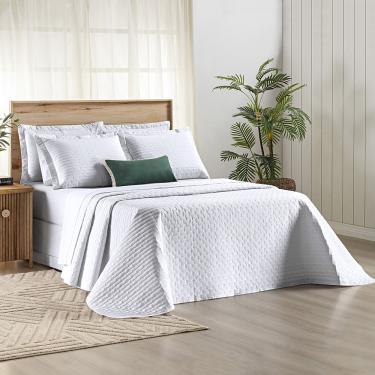Imagem de Kit Cobre Leito Colcha Marley Casal Dupla face - Branco