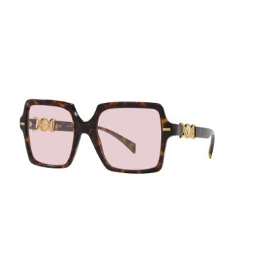 Imagem de Versace Óculos de sol feminino armação preta, lentes cinza escuro, 55 mm, Havana, Large