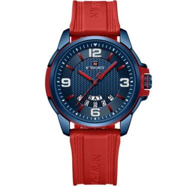 Imagem de Relógio De Pulso Masculino Pulseira Clássica De Silicone Esportivo Vermelho