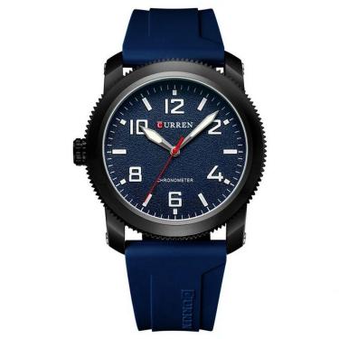 Imagem de Relógio De Pulso De Quartzo Masculino Com Pulseira De Silicone Impermeavel 3atm Azul