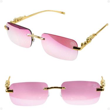 Imagem de Óculos Sol Yakuza Personalize Rave Hype Trape Jaguar + Case Banhado Presente Formato Retangular Moda