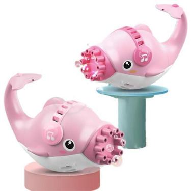 Imagem de Golfinho Bolhudo Lança Bolhas Sabão Criança Infantil Rosa