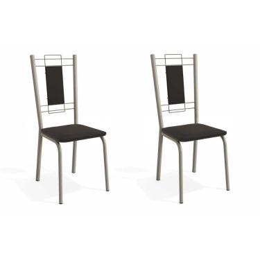 Imagem de Cadeira Sala de Jantar Florença 2C005NK Aço Kit 2 Uni Niquel/Preto 110 - Kappesberg