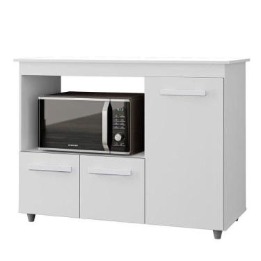 Imagem de Balcão Multiuso 3 Portas 114cm 9480 Branco Mobbs - MOBLIS MÓVEIS