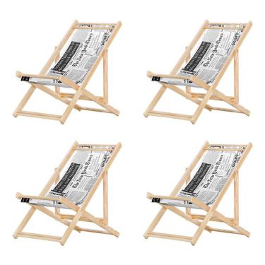 Imagem de Kit 4 Cadeira Espreguiçadeira Dobrável S-b-jornal