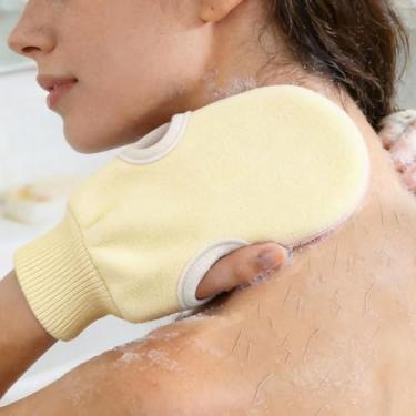 Imagem de Luvas de banho esfoliantes corporais - Luvas de banho macias para cuidados com a pele, luvas de esfoliação corporal para esfoliação e limpeza (bege)