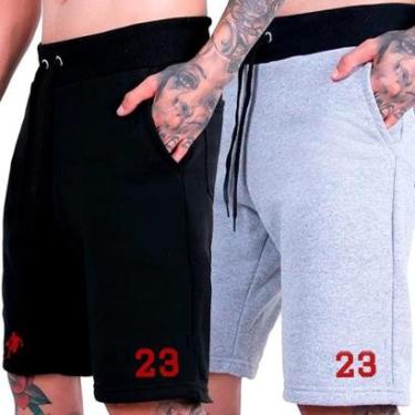 Imagem de Kit 2 Bermudas Moletom Esportivas Shorts Basquete Americano 23 Plus Size-Masculino