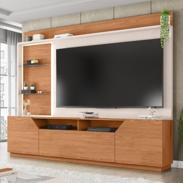 Imagem de Estante TV 65 Pol 240cm Sala de Estar Samanta Freijó/Off White C01 - D'Rossi