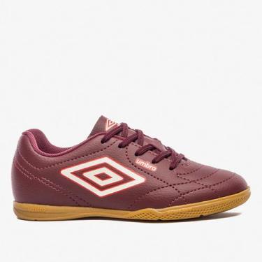 Imagem de Chuteira Infantil Futsal Umbro Class Footballer, Vinho, Branco, 35