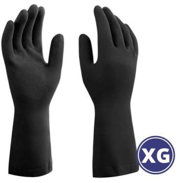 Imagem de Kit 10 Pares Luva Latex Antiderrapante Preta Tam XXG Mucambo
